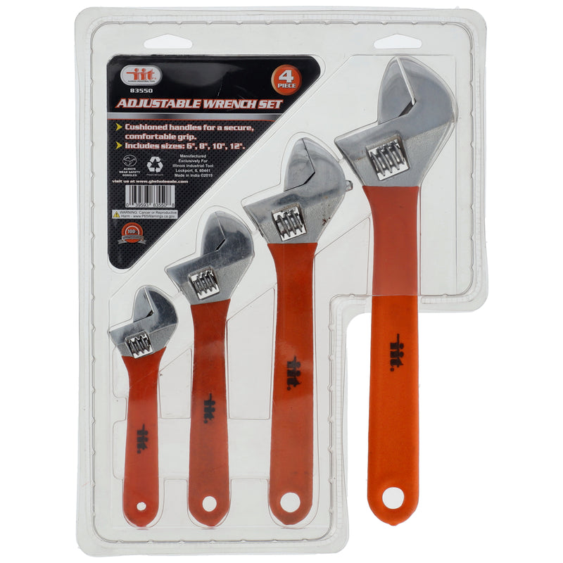 IIT 4pc ADJUSTABLE WRENCH SET 6-12''