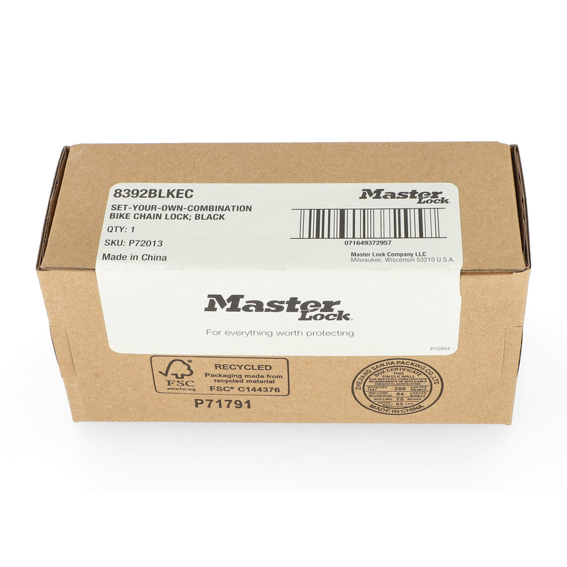 MASTER LOCK 3' SET-YOUR-OWN-COMBINATION BIKE CHAIN LOCK -BLACK