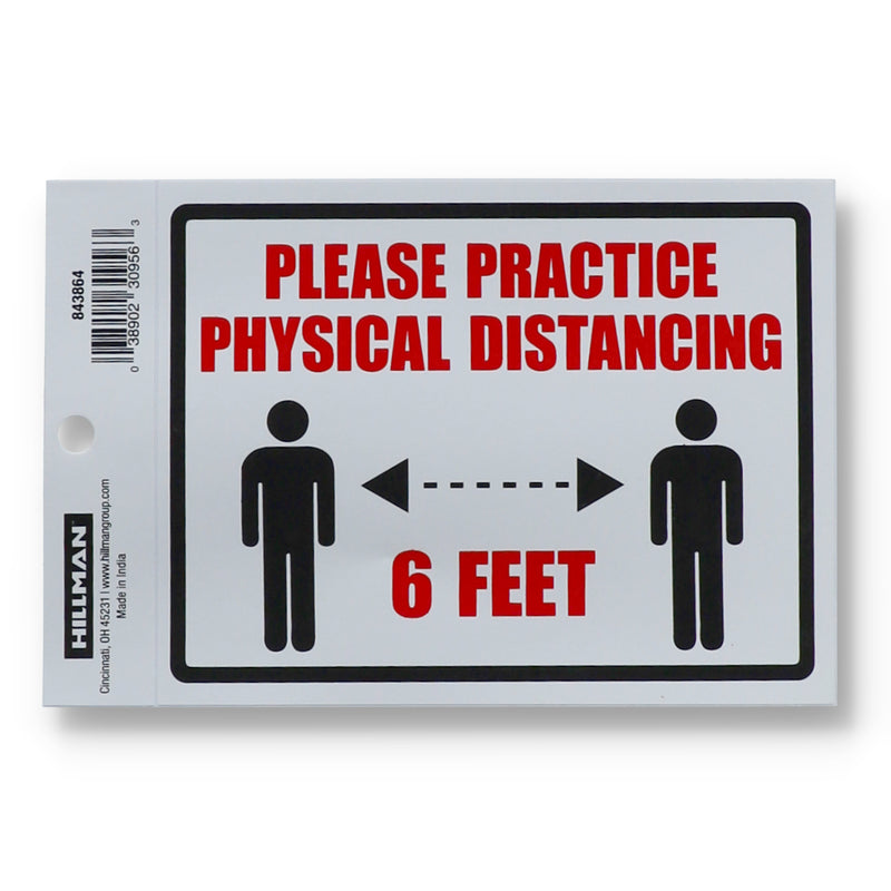 HILLMAN 4X6 VINYL DECAL PLEASE PRACTICE PHYSICAL DISTANCING 6'