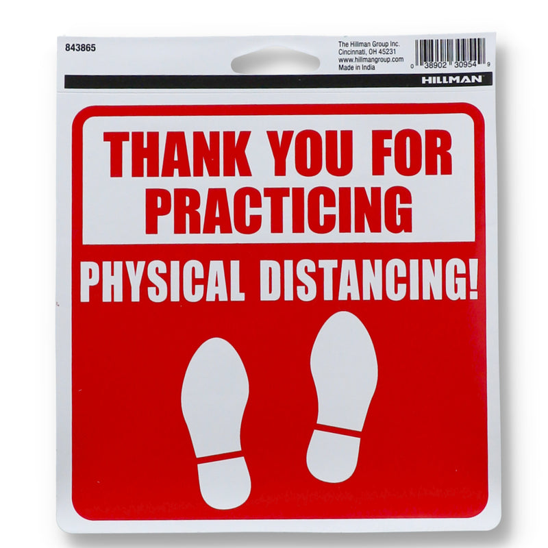 HILLMAN 6X6 VINYL DECAL THANKS FOR PRACTICING PHYSICAL DISTANCING