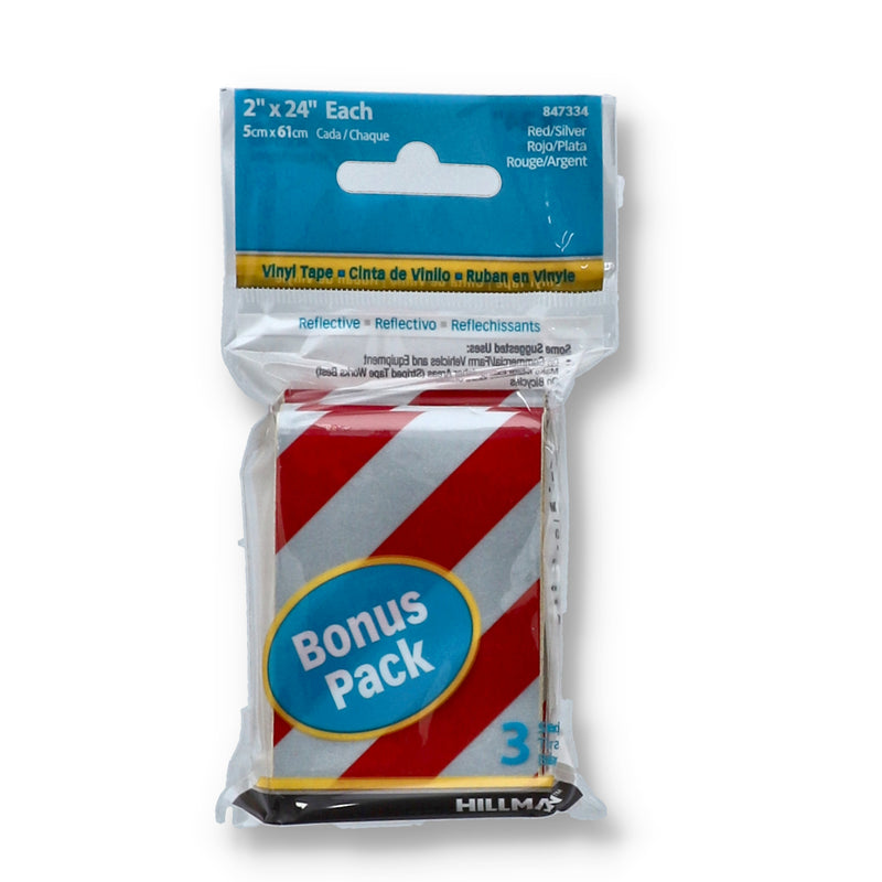 HILLMAN 3PK 2x24'' REFLECTIVE VINYL TAPERED-SILVER
