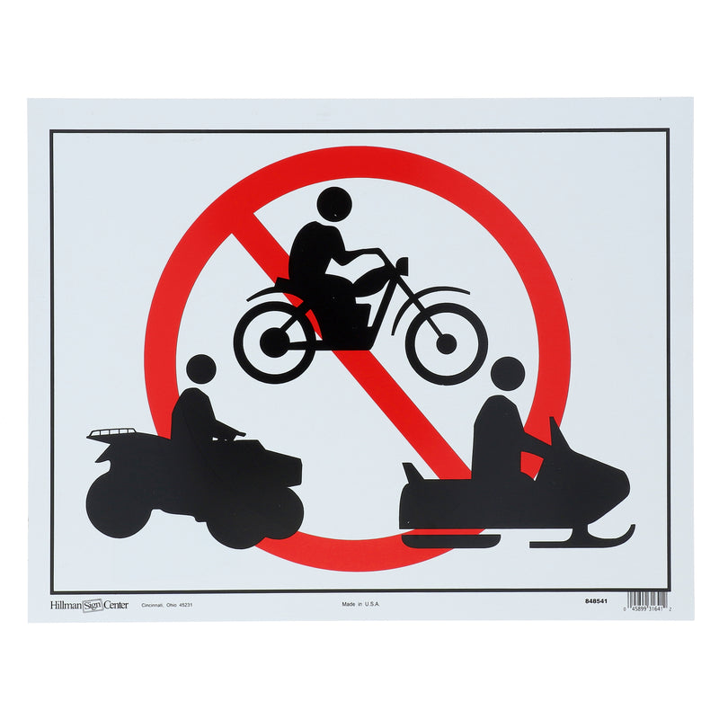 HILLMAN 15x19'' NO RECREATIOINAL VEHICLE PLASTIC SIGN