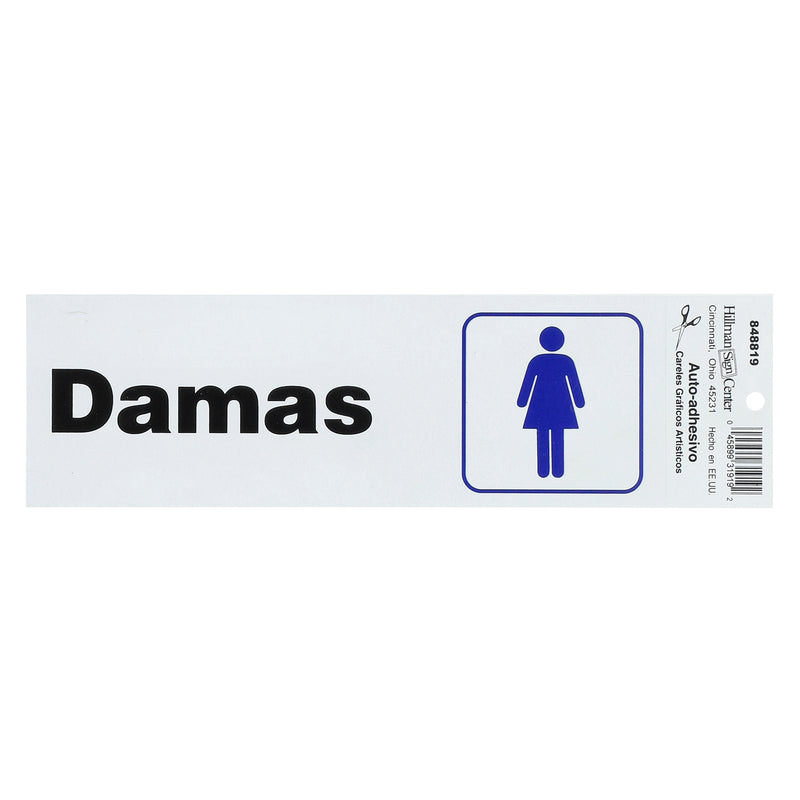HILLMAN 3x9'' DAMAS PLASTIC SIGN SELF-ADHESIVE