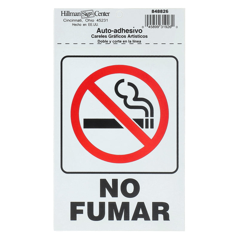 HILLMAN 5x7'' NO FUMAR PLASTIC SIGN SELF-ADHESIVE
