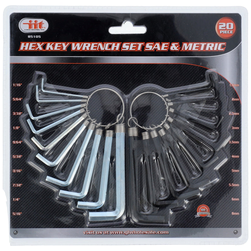 IIT 20pcHEX KEY WRENCH SET SAE & METRIC