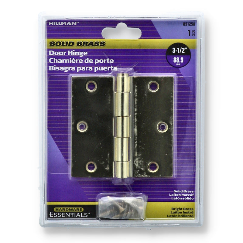 HILLMAN 3-1/2'' SOLID BRASS DOOR HINGE & SCREWS