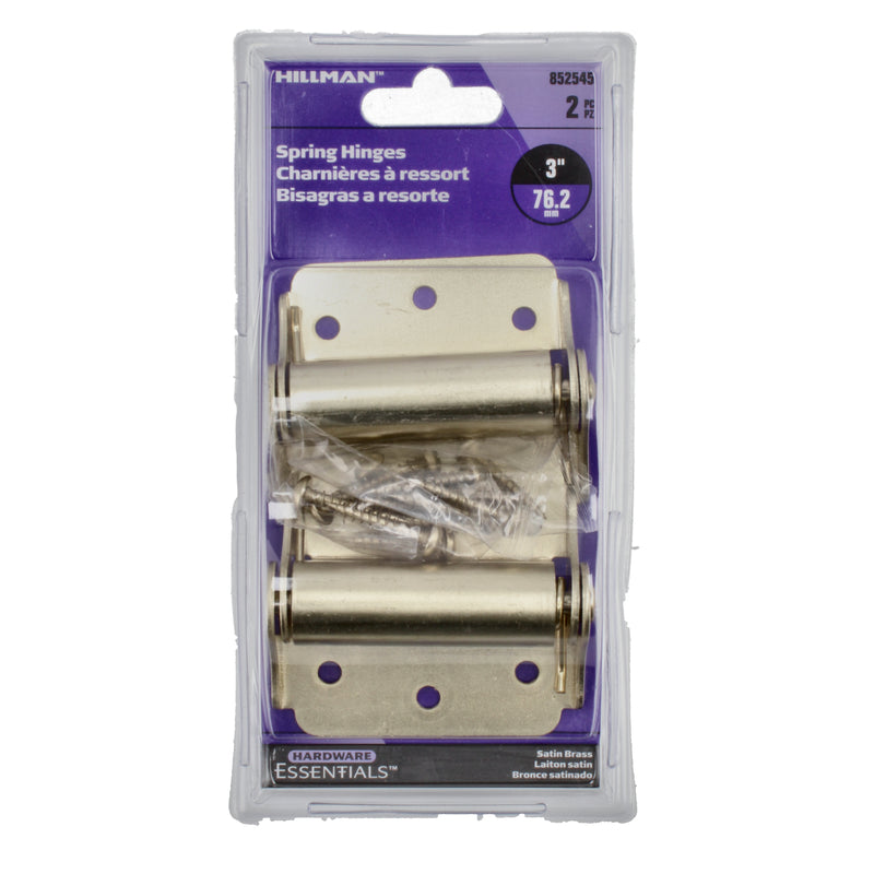 HILLMAN 2PC 3'' SPRING DOOR HINGES SATIN BRASS