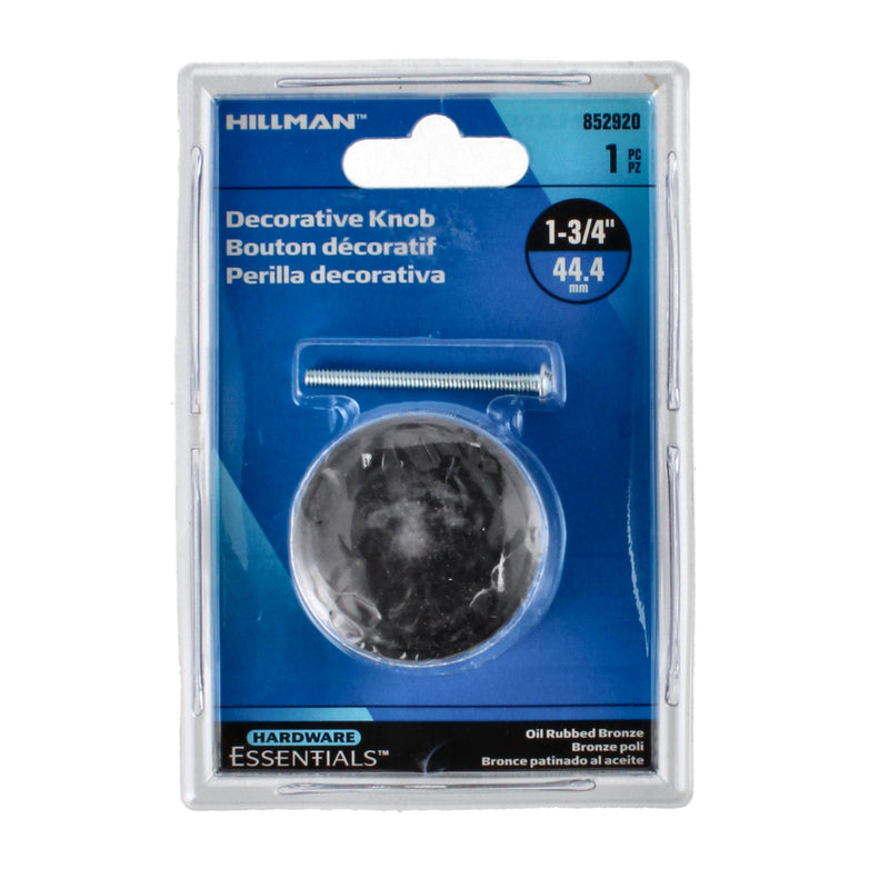 HILLMAN CABINET KNOB 1-3/4'' OIL RUBBED BRONZE