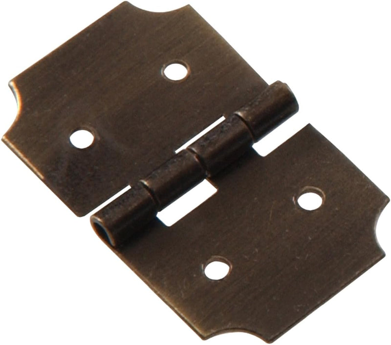 HILLMAN 2PC 5/8'' SOLID ANTIQUE BRASS ORNAMENTAL HINGE SET 5/8''