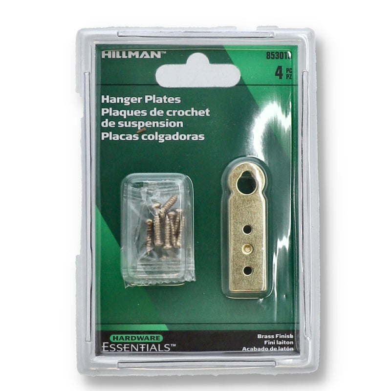 HILLMAN 4PC HANGER PLATE SET BRASS FINISH