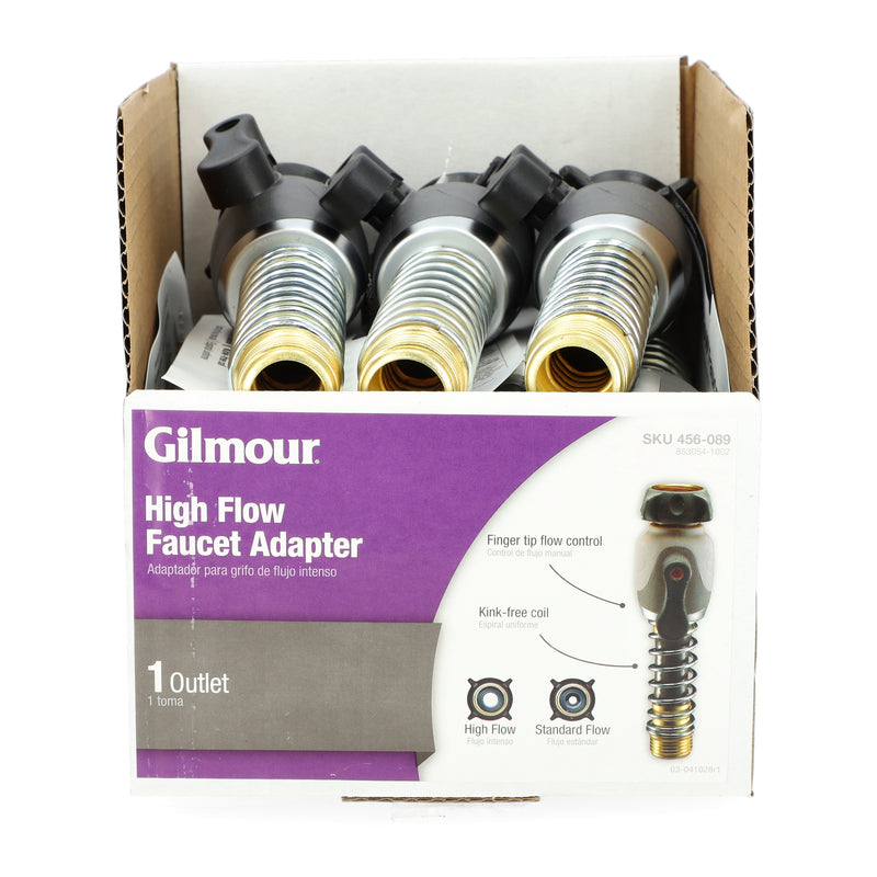 GILMOUR HIGH FLOW FLEX-CONNECT FAUCET SHUTOFF HOSE ADAPTER