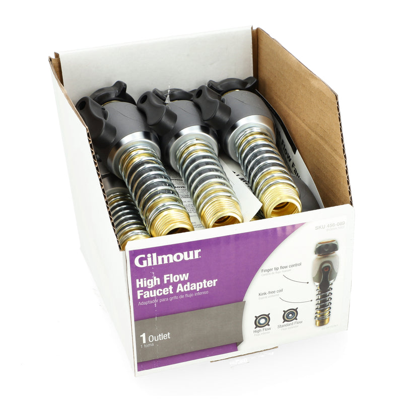 GILMOUR HIGH FLOW FLEX-CONNECT FAUCET SHUTOFF HOSE ADAPTER
