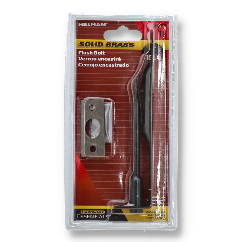 HILLMAN SOLID 6'' BRASS FLUSH BOLT ANTIQUE BRASS