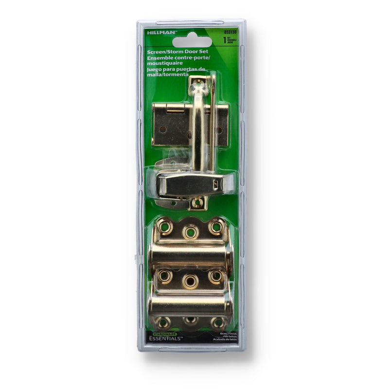 HILLMAN 7PC BRASS SCREEN & STORM DOOR SET