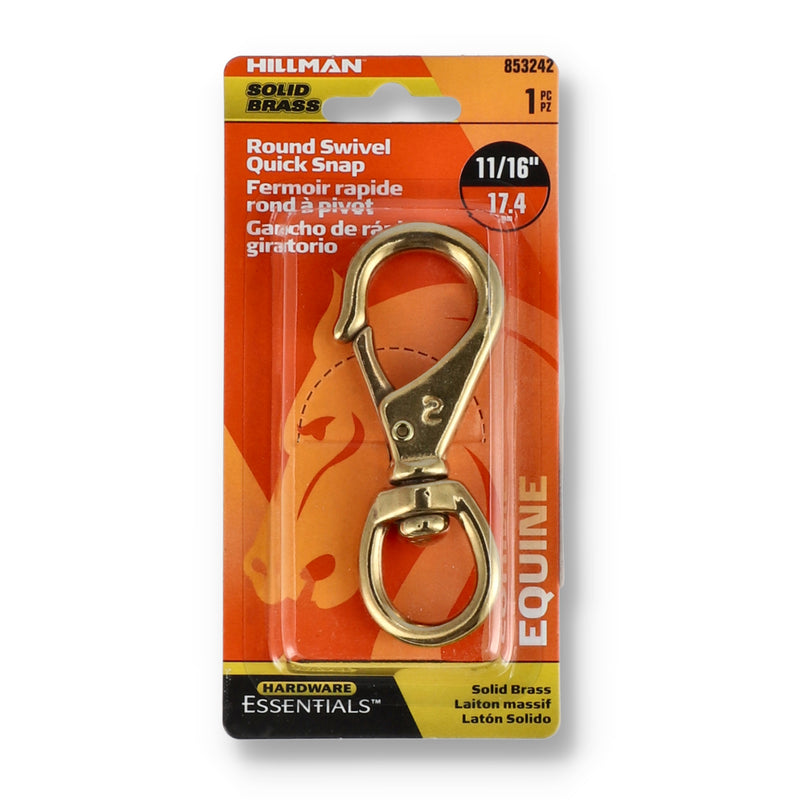 HILLMAN 11/16'' SOLID BRASS ROUND SWIVEL QUICK SNAP