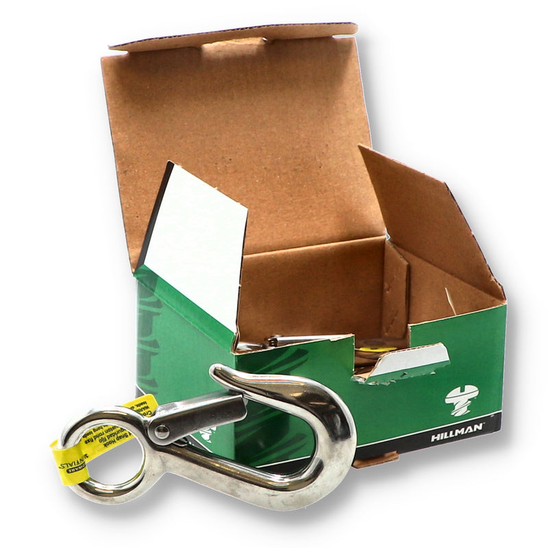 STAINLESS ROUND FIXED EYE SNAP HOOK 3/4x3-13/16''
