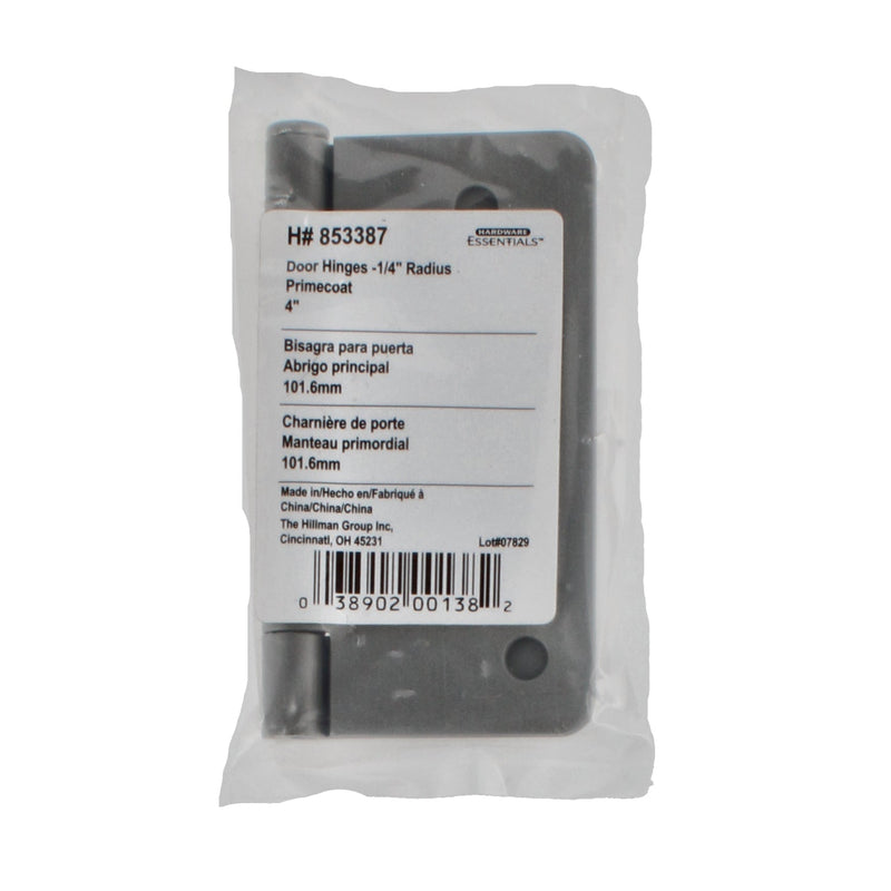 HILLMAN 4'' DOOR HINGE PRIMER GREY COLOR 1/4'' RADIUS BAG & UPC