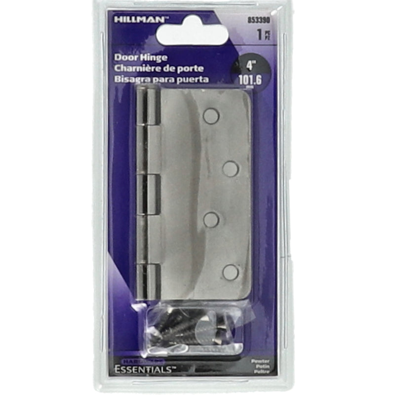 HILLMAN 4'' PEWTER DOOR HINGE 1/4'' RADIUS CORNER