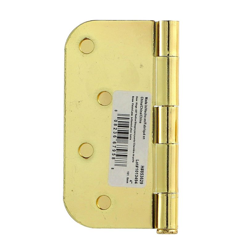 HILLMAN 4'' BRASS DOOR HINGS 5/8'' ROUND CORNERS BULK & UPC
