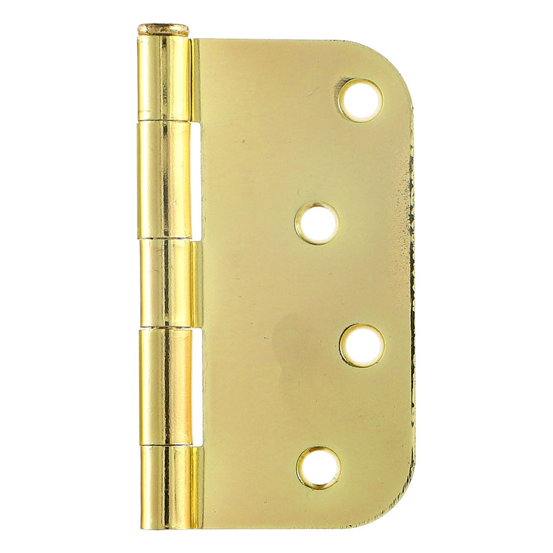 HILLMAN 4'' BRASS DOOR HINGS 5/8'' ROUND CORNERS BULK & UPC