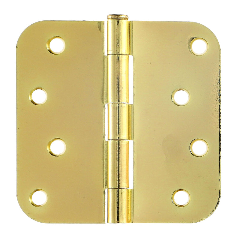 HILLMAN 4'' BRASS DOOR HINGS 5/8'' ROUND CORNERS BULK & UPC