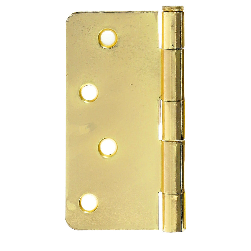 HILLMAN 4'' BRASS DOOR HINGS 1/4'' ROUND CORNERS BULK & UPC
