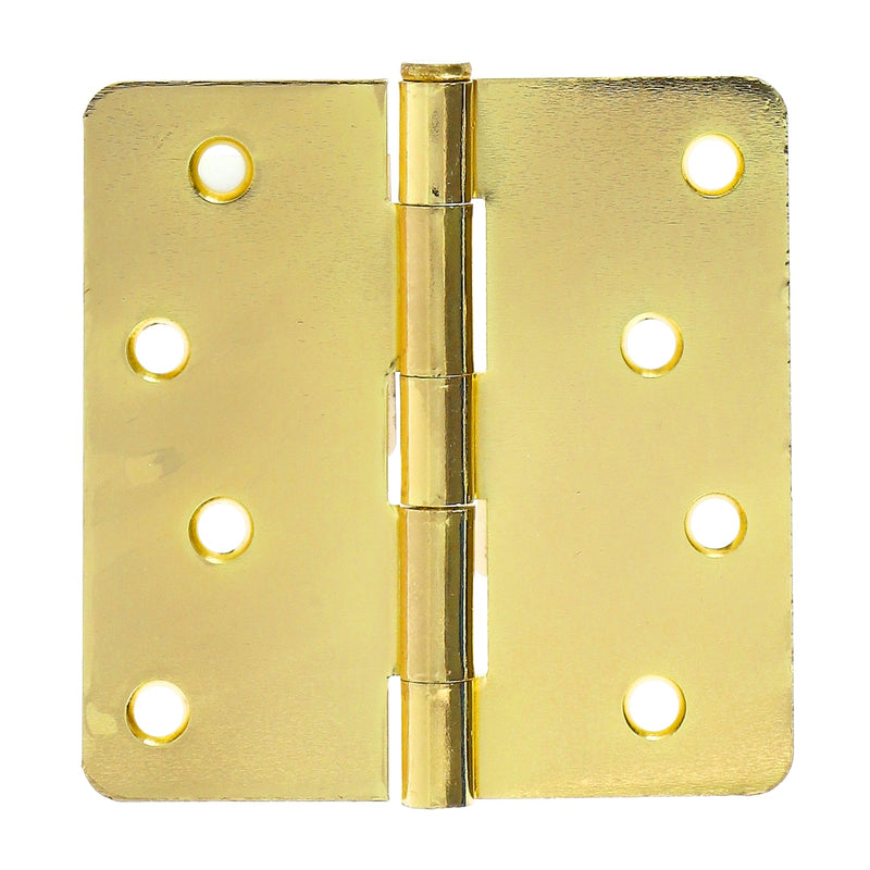 HILLMAN 4'' BRASS DOOR HINGS 1/4'' ROUND CORNERS BULK & UPC