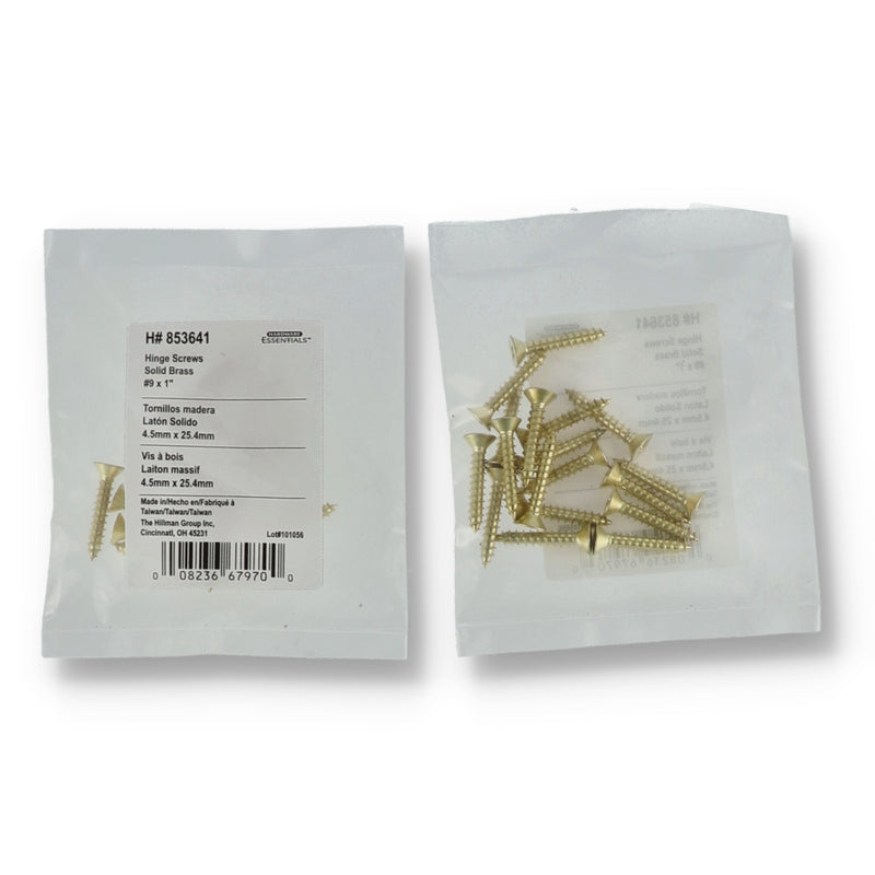 HILLMAN 18ct SOLID BRASS HINGE SCREWS #9x1''