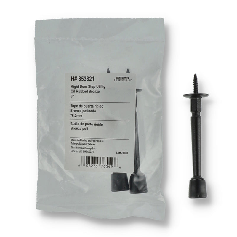 HILLMAN 2PK 3'' RIGID DOOR STOP OIL RUBBED BRONZE