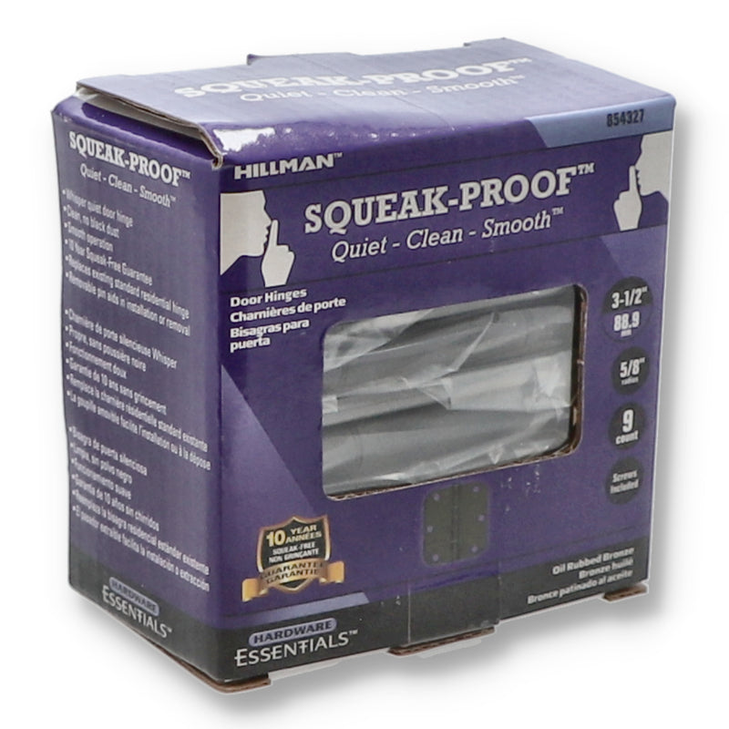 9CT 3-1/2x5/8'' SQUEAKPROOF DOOR HINGE KIT OIL RUBBED BRONZE