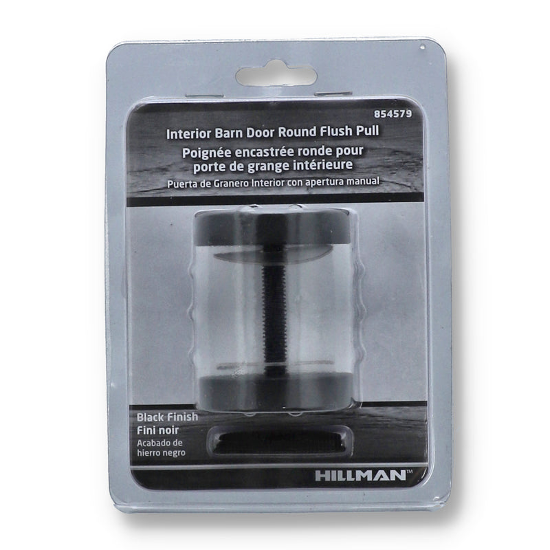 HILLMAN INTERIOR BARN DOOR ROUND FLUSH PULL BLACK