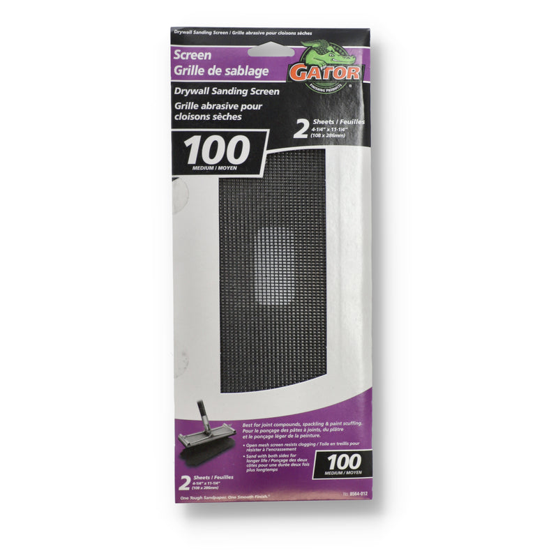 GATOR 2PK 100 GRIT DRYWALL SANDING SCREENS 4-1/4 x 11-1/4''