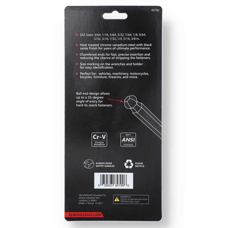 IIT PRO 13pc LONG ARM BALL SAE HEX KEY WRENCH SET