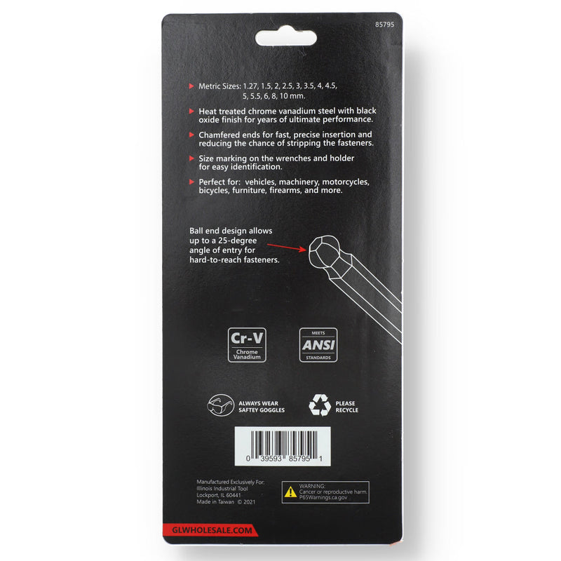 IIT PRO 13pc LONG ARM BALL MM HEX KEY WRENCH SET