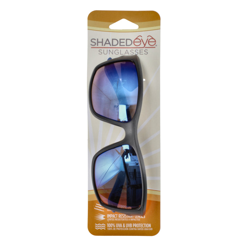 SHADED EYE IMPACT RESISTANT SUNGLASSES BLUE MIRROR