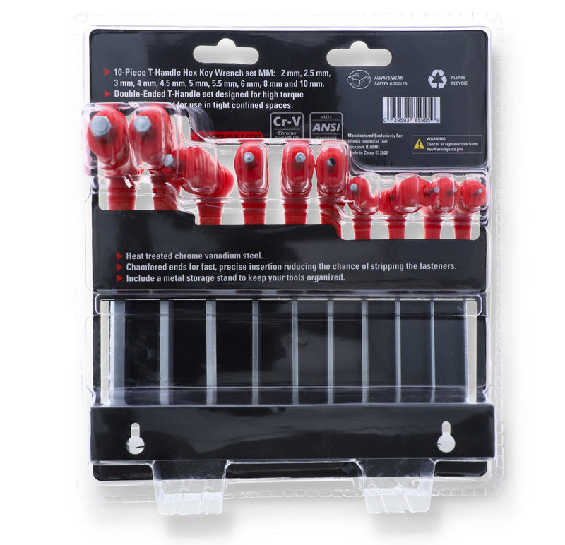 IIT PRO 10pc T-HANDLE HEX KEY SET METRIC 2-10MM