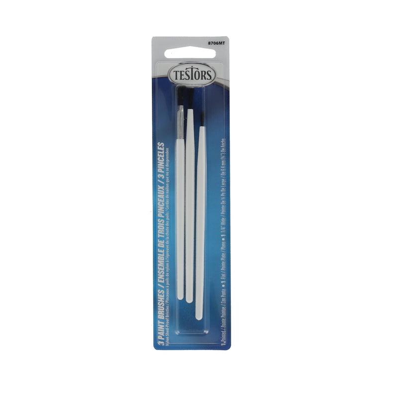 TESTORS 3PK HOBBY PAINT BRUSH NYLON SHED PROOF BRISTLES