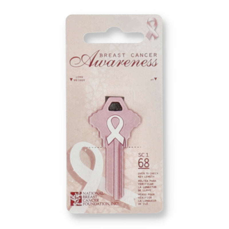 BREAST CANCER AWARENESS PINK RIBBON KEY BLANK #68 SC1