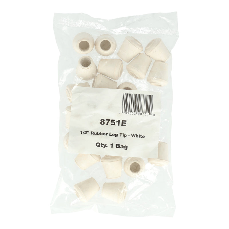 SHEPHERD 24PK 1/2'' WHITE RUBBER CHAIR TIPS
