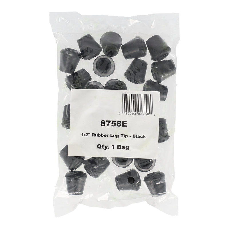 SHEPHERD 24PK 1/2'' BLACK RUBBER CHAIR TIPS BAG & UPC
