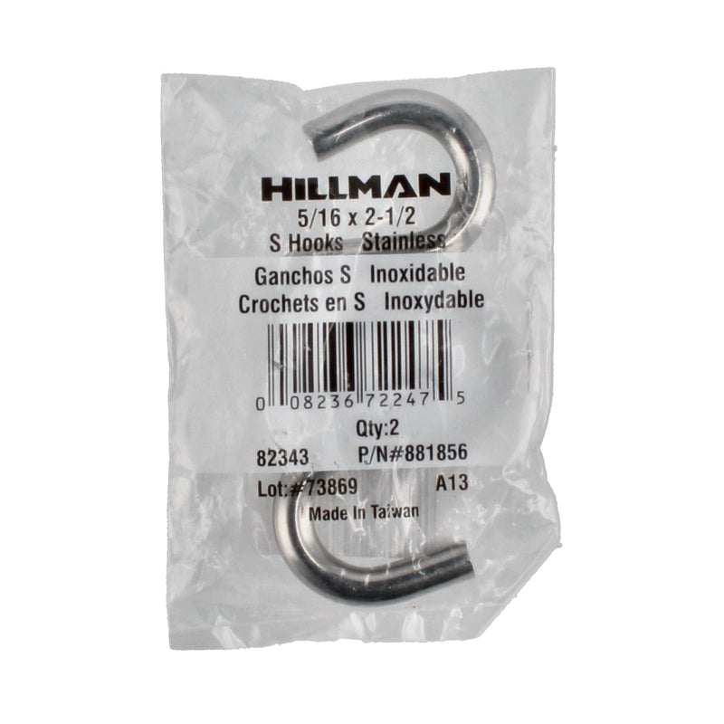 HILLMAN 2K STAINLESS S HOOKS 5/16x2-1/2''