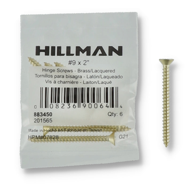 6CT #9x2'' BRASS HINGE SCREWS