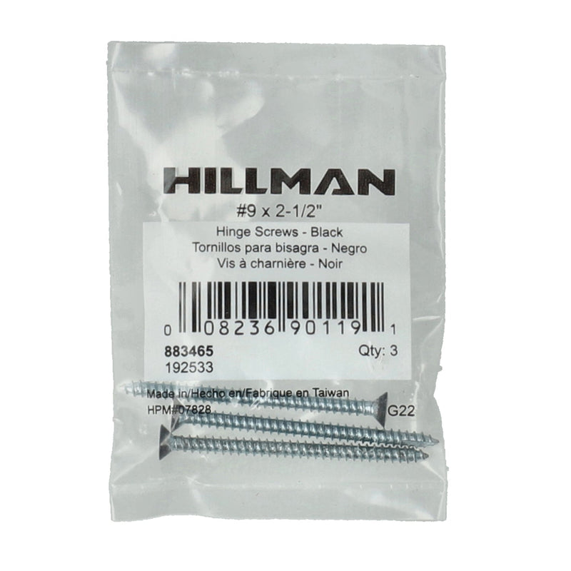 HILLMAN 3PK BLACK HINGE SCREWS #9x2-1/2''