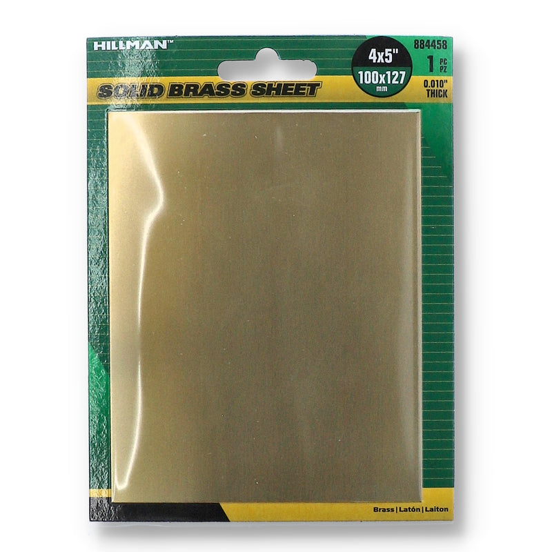HILLMAN 4x5'' SOLID BRASS SHEET .01'' THICK