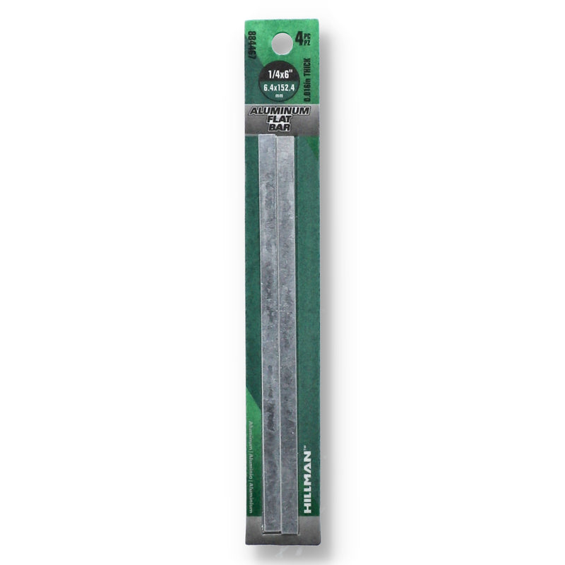 HILLMAN 4PC 6'' x 1/4'' OD ALUMINUM FLAT BAR
