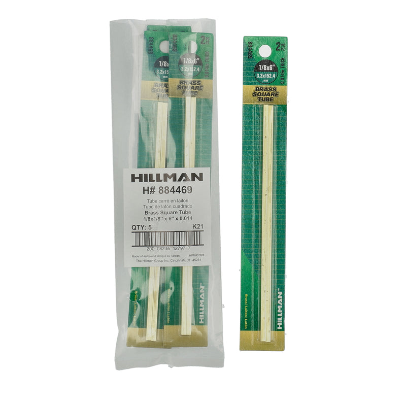 HILLMAN 2PC BRASS SQUARE TUBE 1/8''x6'' .14MM THICK