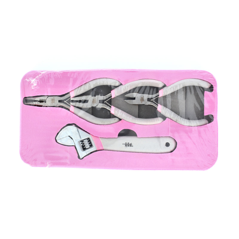 IIT 5PC LADIES PLIERS & ADJUSTABLE WRENCH SET IN PINK FOAM TRAY