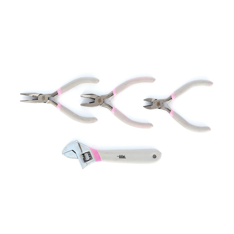 IIT 5PC LADIES PLIERS & ADJUSTABLE WRENCH SET IN PINK FOAM TRAY
