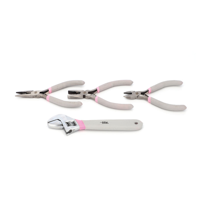IIT 5PC LADIES PLIERS & ADJUSTABLE WRENCH SET IN PINK FOAM TRAY