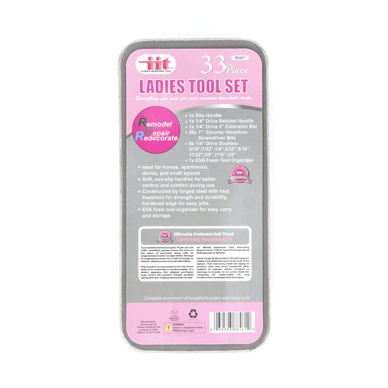 IIT 33PC LADIES SOCKET & BIT SET IN FOAM TRAY